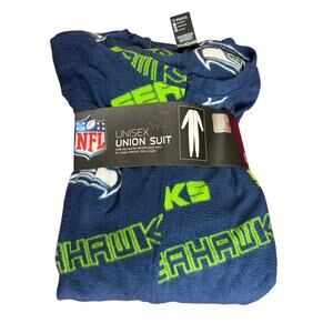 NFL Licensed Seattle SEAHAWKS Fleece One-Piece Fleece Pajamas Large